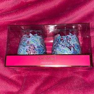 Lilly Pulitzer Shell Of A Party Stemless Acrylic Wine Glass Set of Two